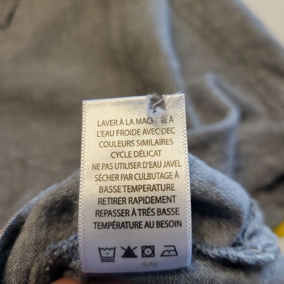 Lola River Gray Linen Tencel Button Down Cuffed Short Drop Sleeve Top Blouse - Picture 7 of 9